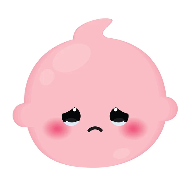Isolado Colorido Bonito Choro Bebê Emoji Ícone Vector Ilustração — Vetor de Stock