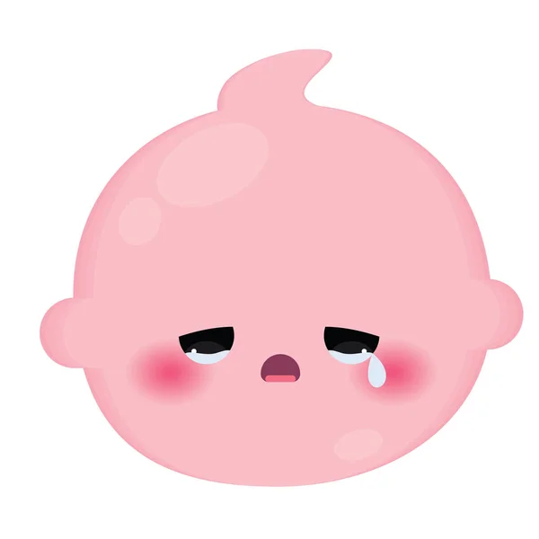 Isolado Colorido Bonito Choro Bebê Emoji Ícone Vector Ilustração — Vetor de Stock