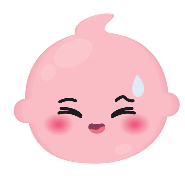 Isolato Colorato Carino Nervoso Sorriso Bambino Emoji Icona Vettoriale Illustrazione — Vettoriale Stock