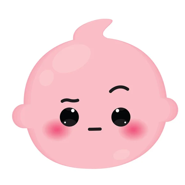 Isolato Colorato Carino Scettico Bambino Emoji Icona Vettoriale Illustrazione — Vettoriale Stock