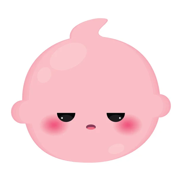 Isolé Couleur Mignon Triste Bébé Emoji Icône Illustration Vectorielle — Image vectorielle