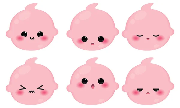 Σύνολο Χρωματιστά Χαριτωμένο Εικονίδια Emoji Μωρό Διάνυσμα Εικονογράφηση — Διανυσματικό Αρχείο