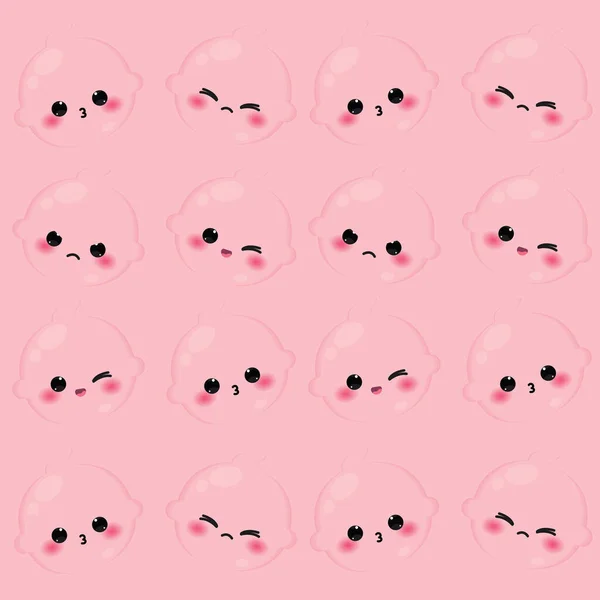 Απρόσκοπτη Μοτίβο Φόντο Εικονίδια Emoji Μωρό Διάνυσμα Εικονογράφηση — Διανυσματικό Αρχείο