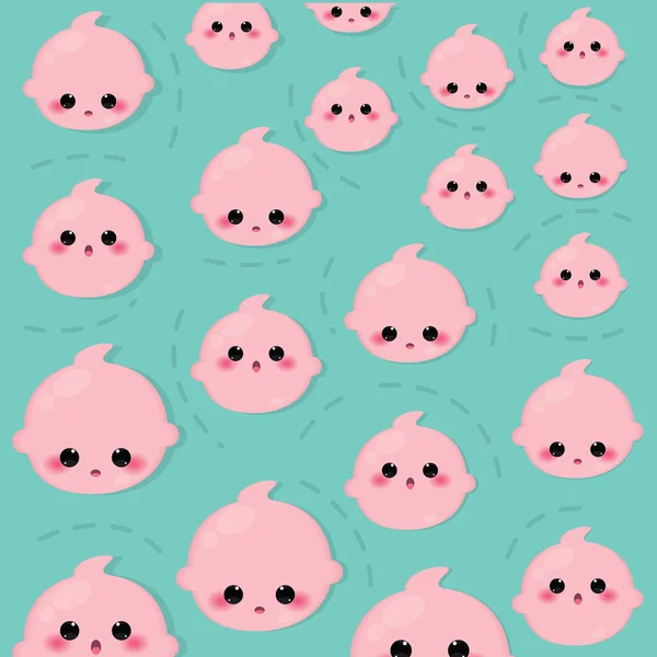 Nahtloser Muster Hintergrund Mit Baby Emoji Symbolen Vektor Illustration — Stockvektor