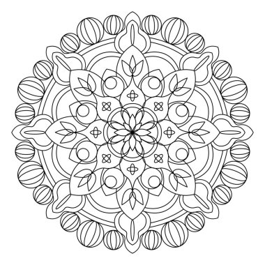 İzole edilmiş renksiz mandala deseni Vektör çizimi