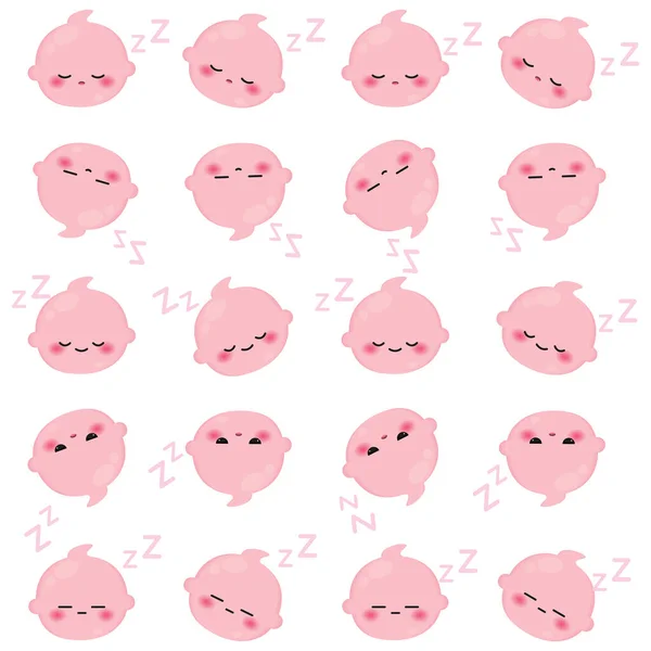 Sömlös Mönster Bakgrund Med Baby Emoji Ikoner Vektor Illustration — Stock vektor