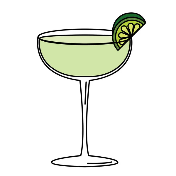 Geïsoleerde Gekleurde Tropische Cocktail Schets Pictogram Vector Illustratie — Stockvector