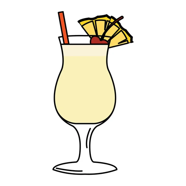Isolée Icône Croquis Cocktail Tropical Coloré Illustration Vectorielle — Image vectorielle