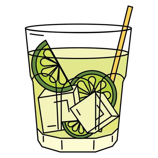 Geïsoleerde Gekleurde Tropische Cocktail Schets Pictogram Vector Illustratie — Stockvector