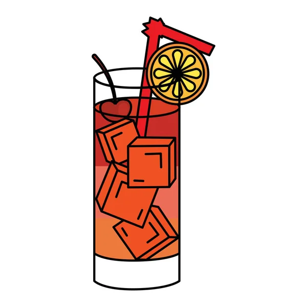 Isolerad Färgad Tropisk Cocktail Skiss Ikon Vektor Illustration — Stock vektor