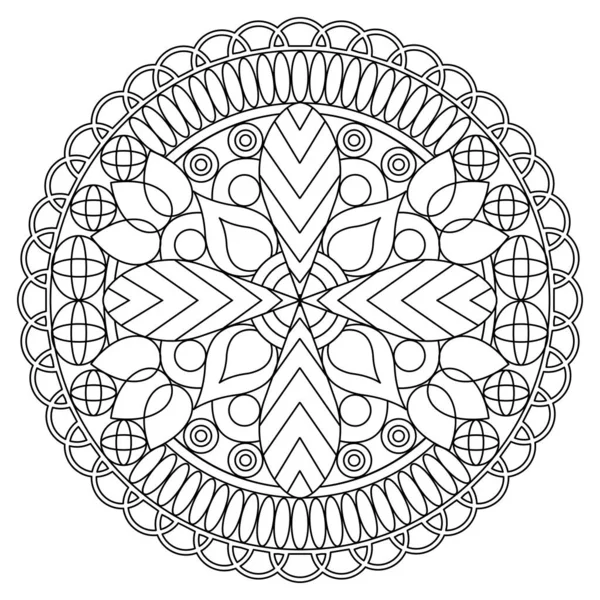 Dibujo Patrón Mandala Incoloro Aislado Ilustración Vectorial — Vector de stock