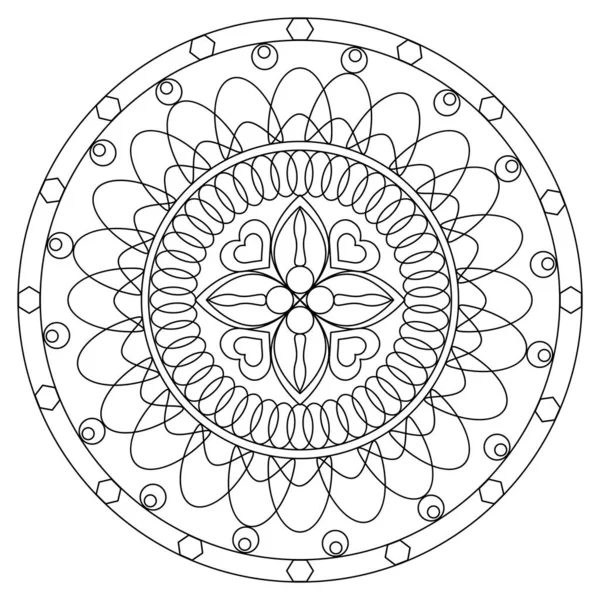 Padrão Mandala Incolor Isolado Desenho Ilustração Vetorial — Vetor de Stock