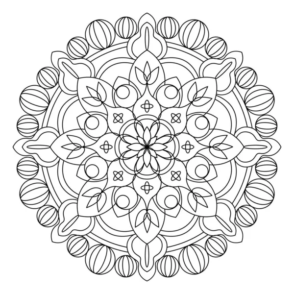 Padrão Mandala Incolor Isolado Desenho Ilustração Vetorial — Vetor de Stock