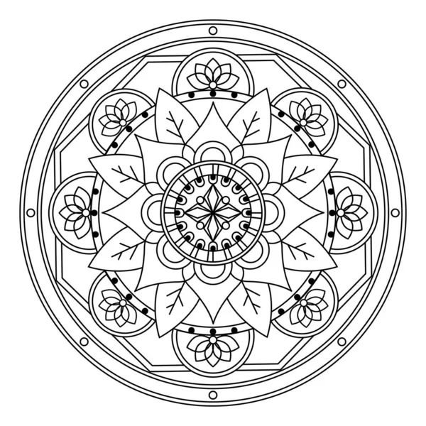 Zole Edilmiş Renksiz Mandala Deseni Vektör Çizimi — Stok Vektör