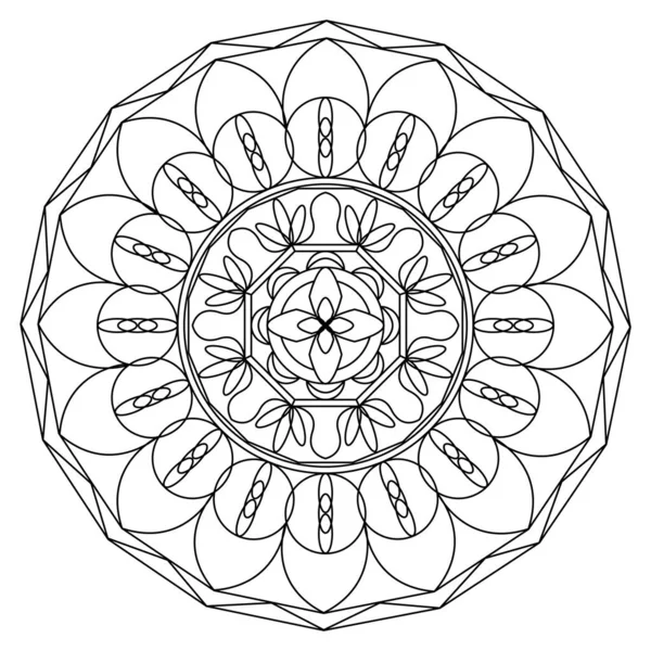 Isolé Dessin Motif Mandala Incolore Illustration Vectorielle — Image vectorielle