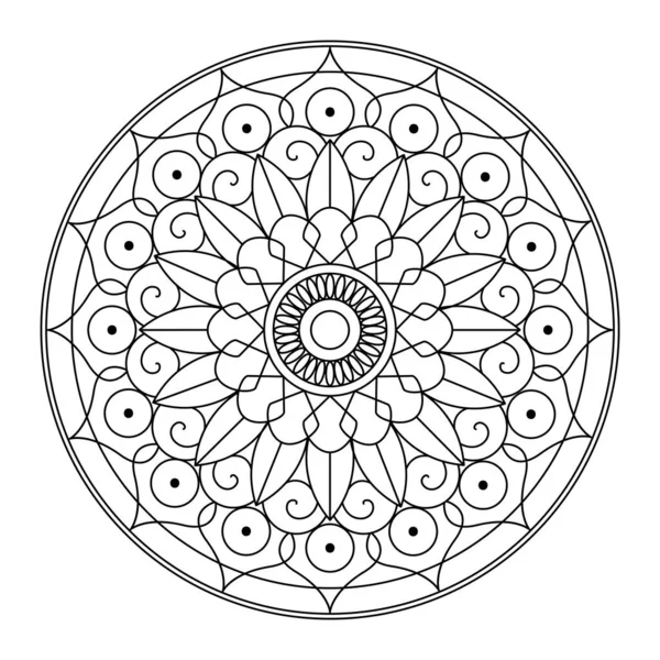 Izolovaný Bezbarvý Mandala Vzor Kreslení Vektorové Ilustrace — Stockový vektor