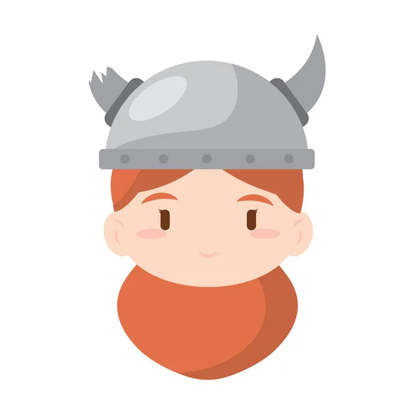 Isolé Mignon Chibi Femme Viking Personnage Avatar Illustration Vectorielle — Image vectorielle
