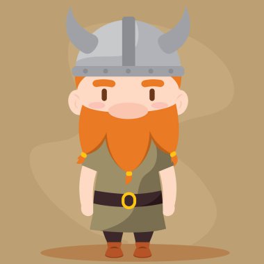 İzole edilmiş yakışıklı erkek Viking karakter Vektör illüstrasyonu