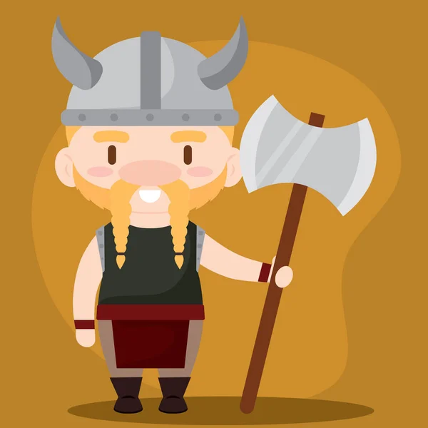 Aislado Lindo Personaje Vikingo Masculino Vector Ilustración — Archivo Imágenes Vectoriales