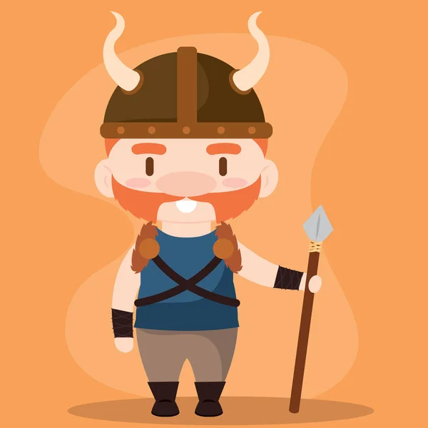 Zole Edilmiş Yakışıklı Erkek Viking Karakter Vektör Illüstrasyonu — Stok Vektör