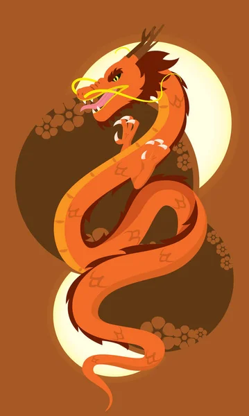 Isolé Personnage Dragon Chinois Mignon Sur Modèle Asiatique Illustration Vectorielle — Image vectorielle