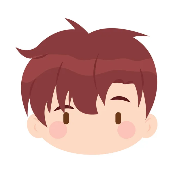 Color Aislado Lindo Chibi Personaje Anime Coreano Masculino Vector Ilustración — Vector de stock