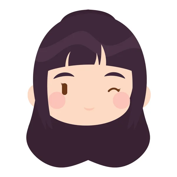 Isolado Colorido Bonito Chibi Fêmea Coreano Anime Personagem Vector Ilustração —  Vetores de Stock