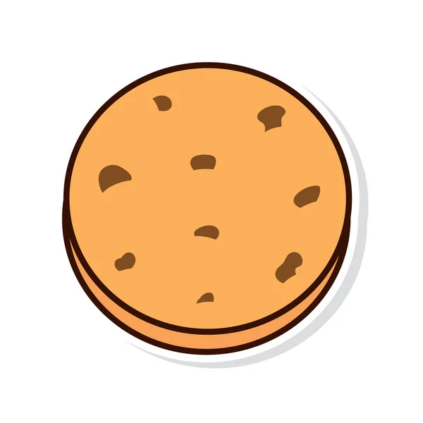 Isolated Colored Chocolate Chip Cookie Sticker Icon Vector Illustration — Stock Vector