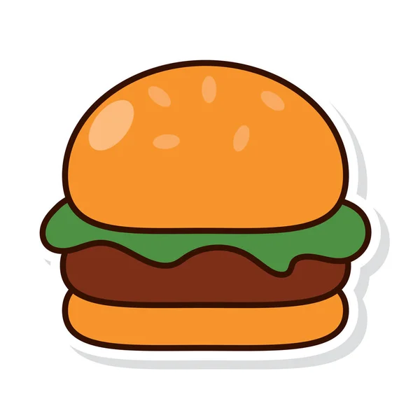 Μεμονωμένο Χρωματισμένο Εικονίδιο Αυτοκόλλητο Burger Διάνυσμα — Διανυσματικό Αρχείο