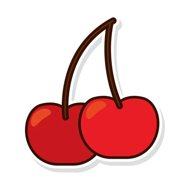 孤立的彩色樱桃贴纸图标矢量插图 — 图库矢量图片