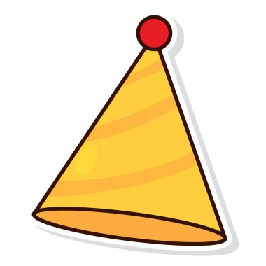 Ayrı renkte doğum günü şapkası çıkartması simgesi Vektör illüstrasyonu