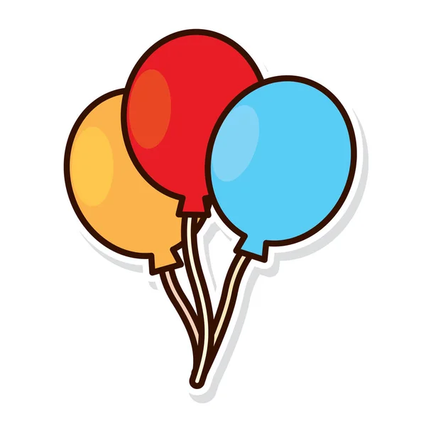 Isolé Couleur Fête Ballon Autocollant Icône Illustration Vectorielle — Image vectorielle