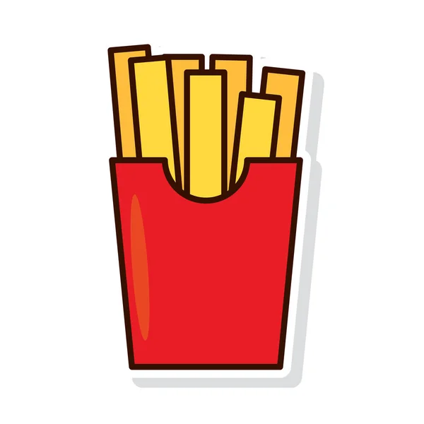 Isolated Colored French Fries Sticker Icon Vector Illustration — Stock Vector