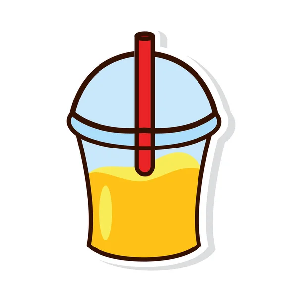 Isolated Colored Cold Drink Sticker Icon Vector Illustration — Stock Vector