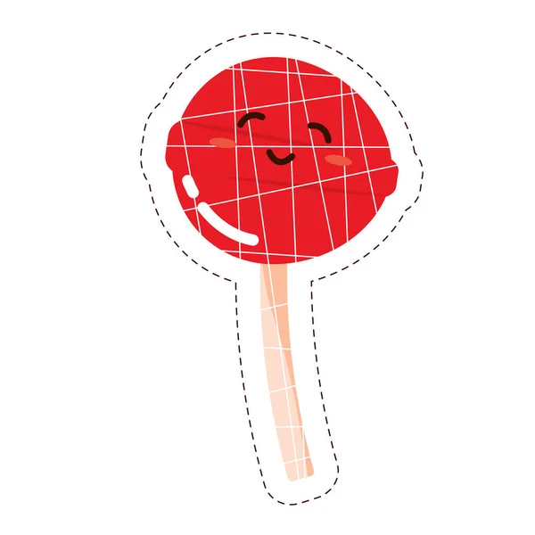Color Aislado Lindo Feliz Lollipop Emoji Etiqueta Vector Ilustración — Vector de stock