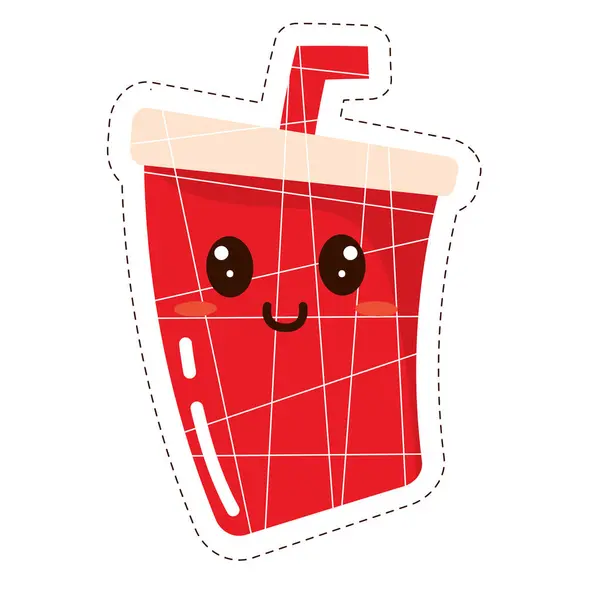 Izolacja Kolorowe Słodkie Szczęśliwy Soda Emoji Naklejka Wektor Ilustracja — Wektor stockowy