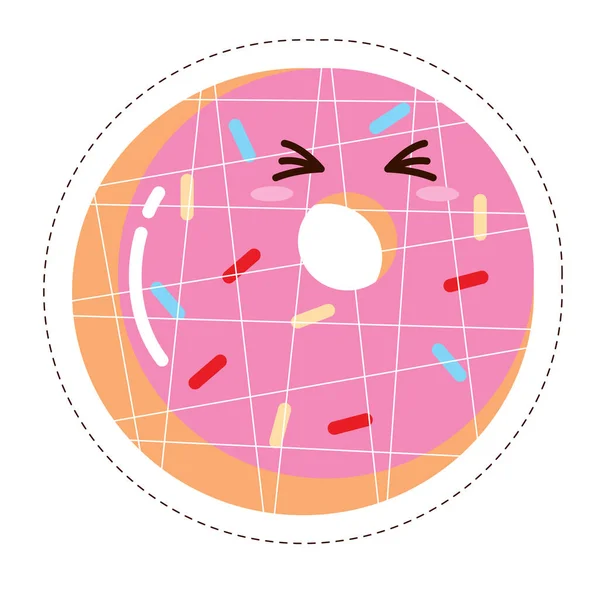 Autocollant Emoji Beignet Heureux Isolé Coloré Illustration Vectorielle — Image vectorielle