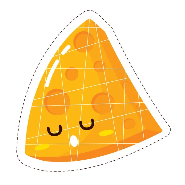 Isolierte Farbige Niedliche Glückliche Käse Emoji Aufkleber Vector Illustration — Stockvektor