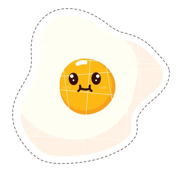 孤立した色のかわいい幸せ揚げ卵の絵文字ベクトルイラスト — ストックベクタ