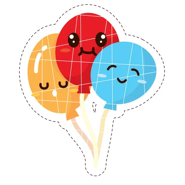 Warna Terisolasi Selamat Ulang Tahun Balon Emoji Stiker Vektor Ilustrasi - Stok Vektor