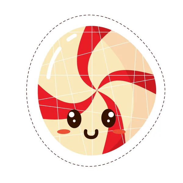 Isolato Colorato Carino Felice Caramelle Emoji Adesivo Vettoriale Illustrazione — Vettoriale Stock