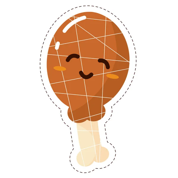 Ilustrasi Vektor Emoji Ayam Goreng Berwarna Yang Terisolasi - Stok Vektor