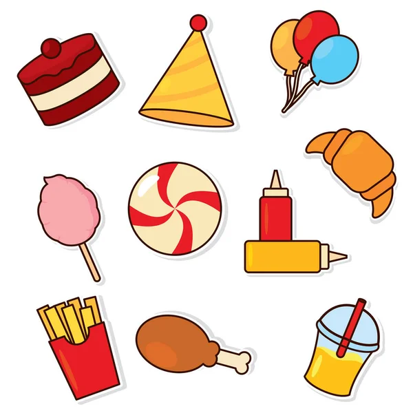 Renkli Yemek Emoji Simgeleri Vektör Illüstrasyonuname — Stok Vektör
