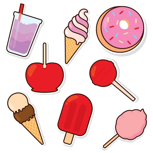 Set Van Gekleurde Voedsel Emoji Pictogrammen Vector Illustratie — Stockvector
