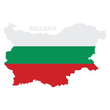 Bulgaristan 'ın bayrak taşıyıcı illüstrasyonuyla izole edilmiş renkli haritası