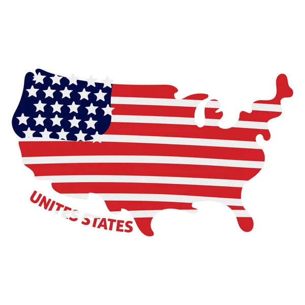 Vereinzelte Farbige Karte Der Usa Mit Ihrer Flagge Vector Illustration — Stockvektor