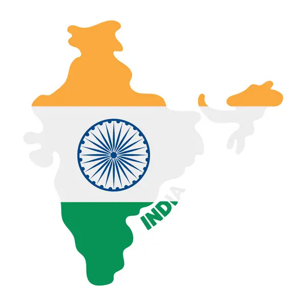 Aislado Mapa Color India Con Bandera Vector Ilustración — Vector de stock