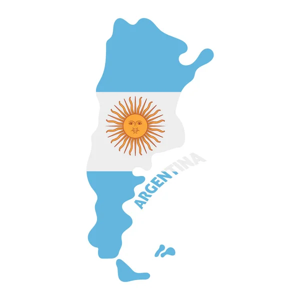Mappa Colorata Isolata Dell Argentina Con Sua Bandiera — Vettoriale Stock