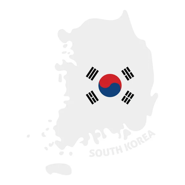 旗ベクトルのイラストと韓国の孤立した色の地図 — ストックベクタ