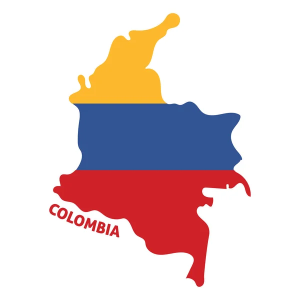 带有国旗矢量图解的哥伦比亚孤立彩色地图 — 图库矢量图片